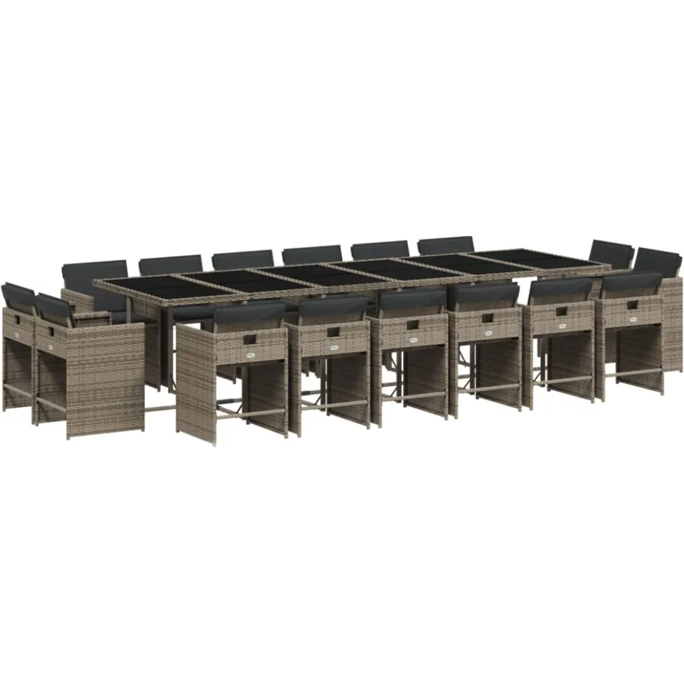 vidaXL 17-delige Tuinset met kussens poly rattan grijs, foto 4