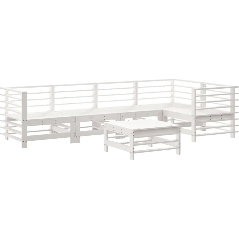 vidaXL 6-delige Loungeset met kussens massief hout wit