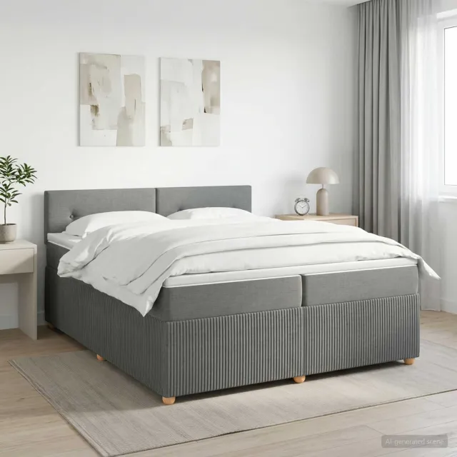 vidaXL Boxspringbed met matras Donkergrijs 200 x 200 cm Stof