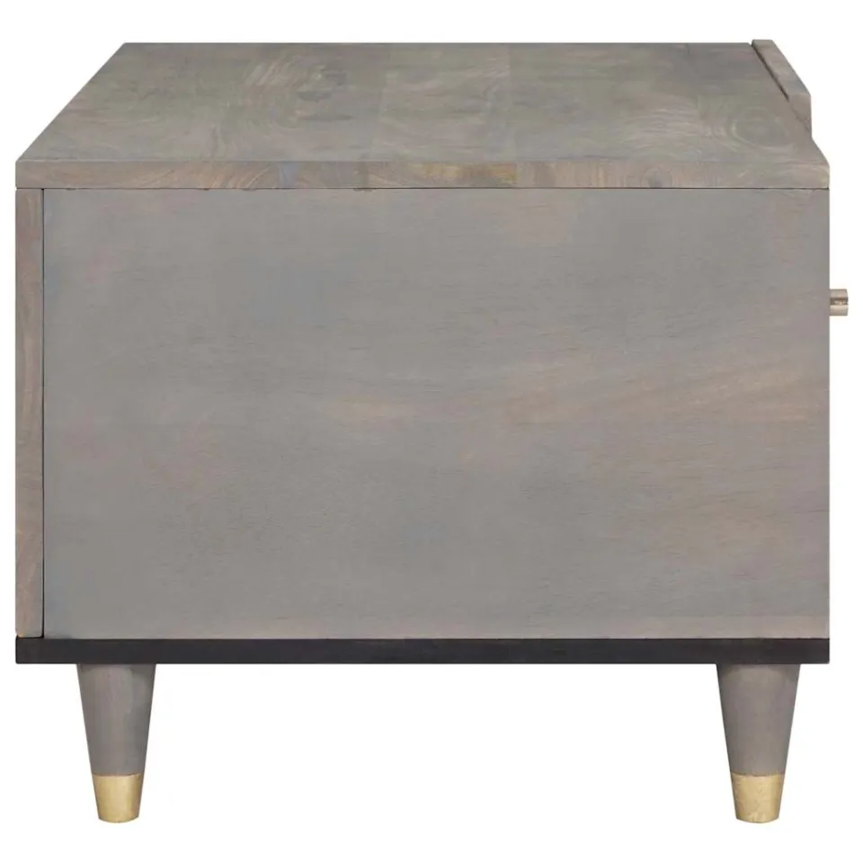 vidaXL Salontafel Grijs 80 x 50 x 40 cm Massief Mango Hout, foto 4