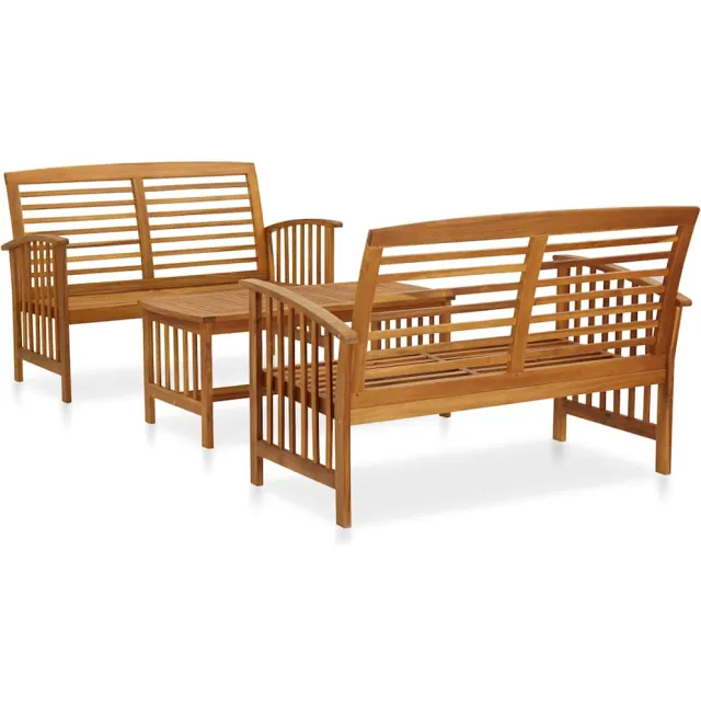 vidaXL 3-delige Loungeset massief acaciahout Bruin