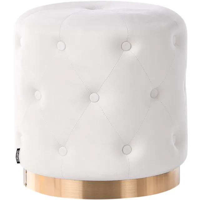 Beliani CARROLLTON - Poef - Gebroken-Wit - 40 cm - Fluweel