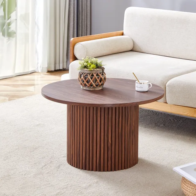 Sweiko Ronde Salontafel - Bijzettafel - Nachtkastje - Diameter 70 cm - MDF - Walnootkleur
