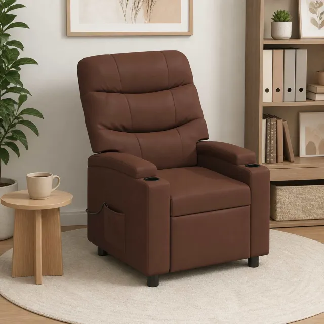 vidaXL Massage-relaxstoel Bruin 75 x 93 x 102 cm Stof, foto 2