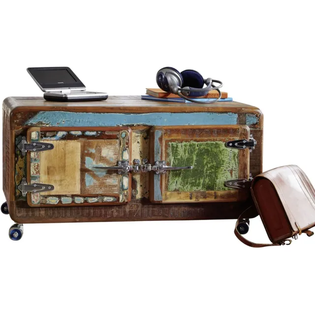 MASSIVMOEBEL24 .DE FREEZY #20 salontafel veelkleurig gelakt massief hout sloophout 90x60x40 cm (BxTxH)
