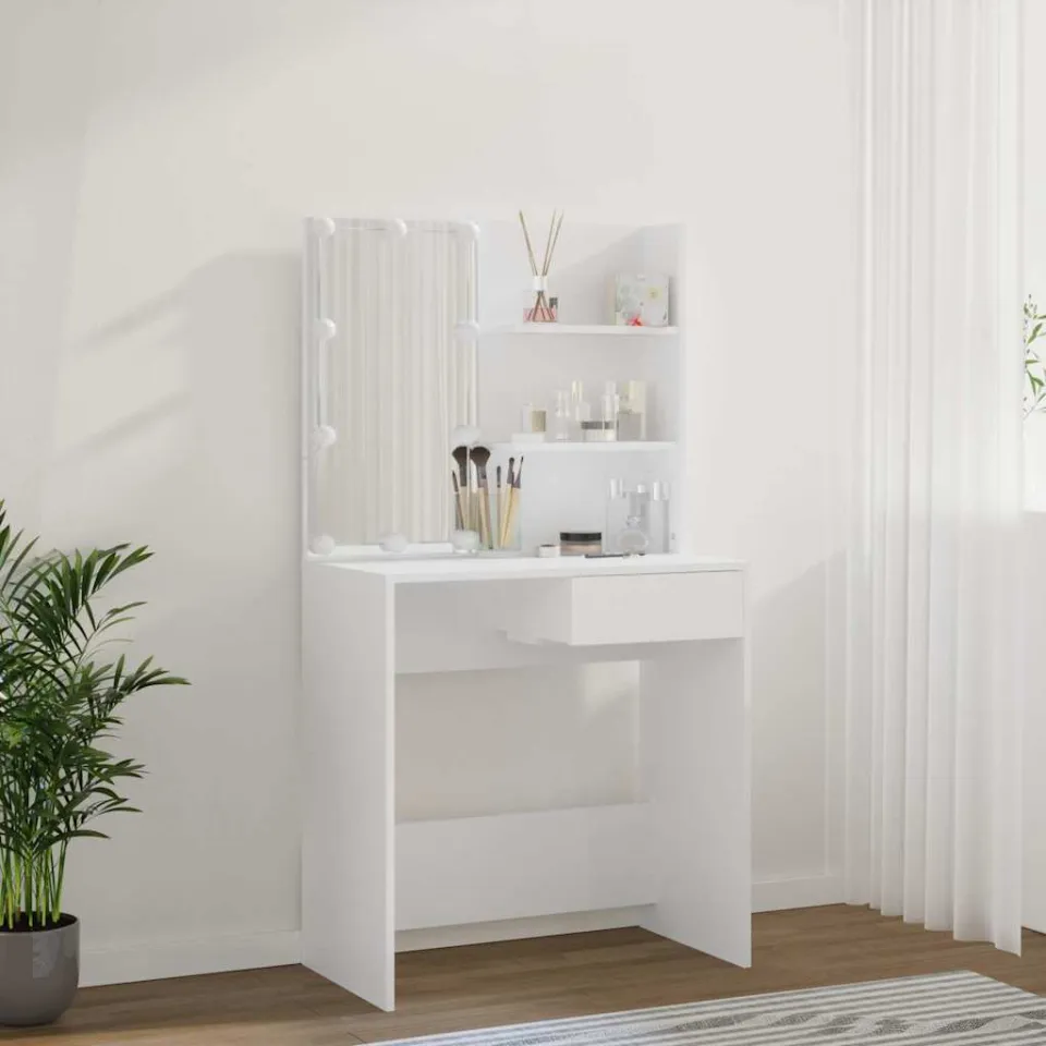 vidaXL Kaptafel met LED-verlichting 74,5x40x141 cm wit, foto 3