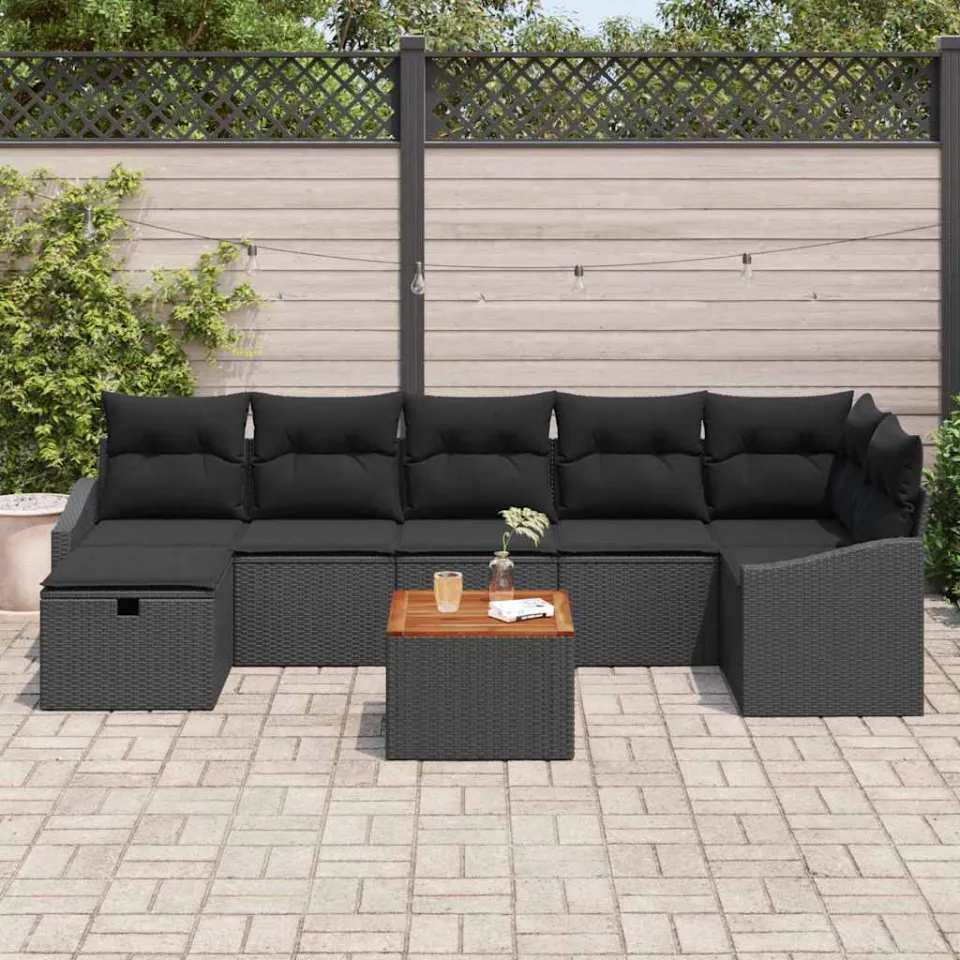 vidaXL Tuinbankenset 8 st Zwart Poly riet, foto 3