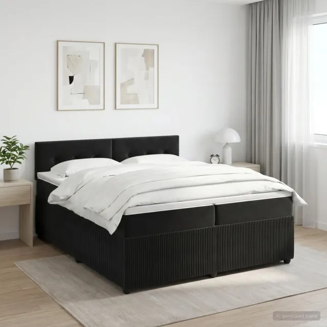 vidaXL Boxspringbed met matras Zwart 200 x 200 cm Fluweel