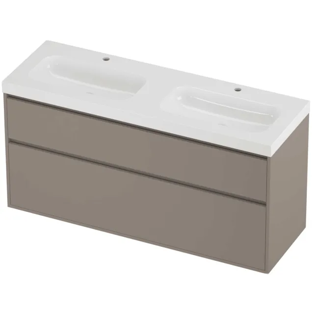 Proline Haga Badmeubelset Polystone Mezza 2 Gaten 140x46x73 cm Glans Wit Clay Beige