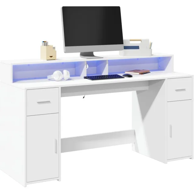 vidaXL Bureau Wit 160 x 55 x 91 cm Engineered wood, foto 2