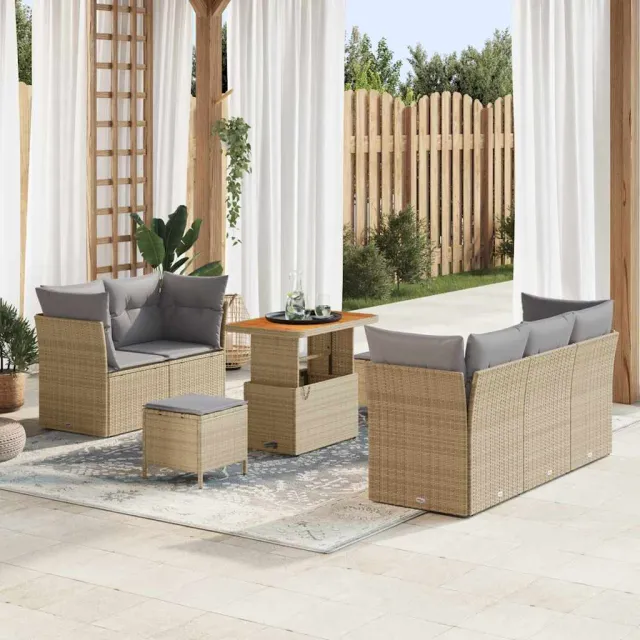 vidaXL Tuin Sofa Set 8 st Beige poly rattan, foto 2