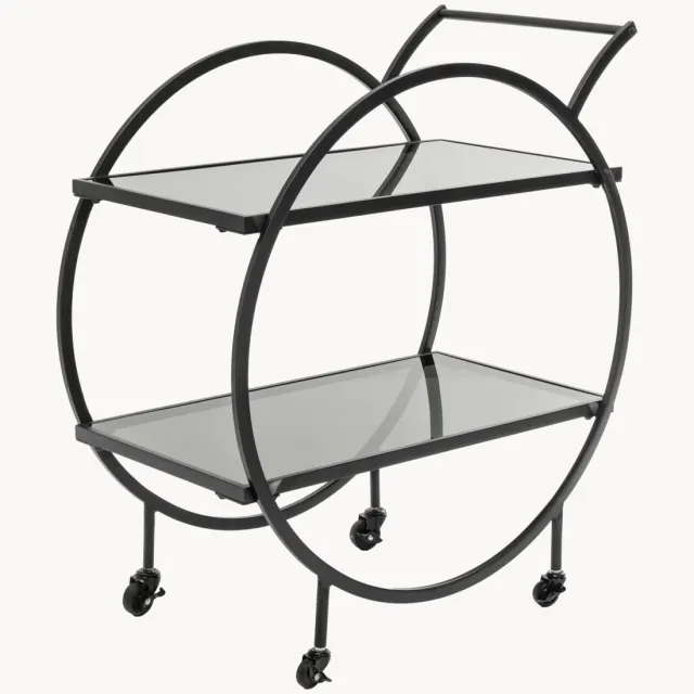Kare Design Bar cart Loft met glazen tafelbladen Zwart