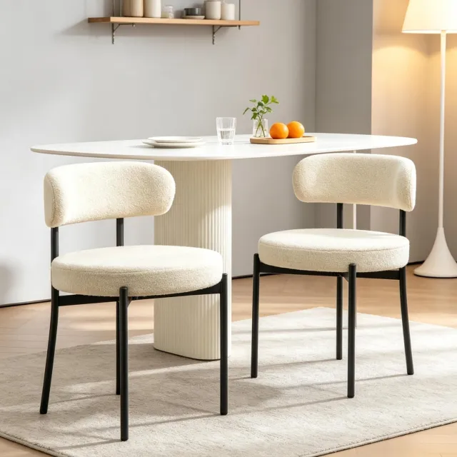 CHICFURN Eetkamerstoel - Set van 2 - Gewatteerde zitting - Beige