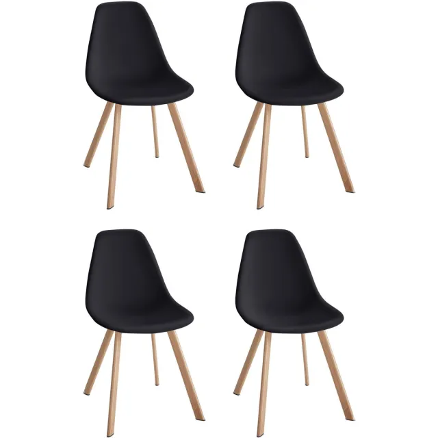 Notio Living Veneto-Eetkamerstoel - Set van 4 - Zwart Plastic