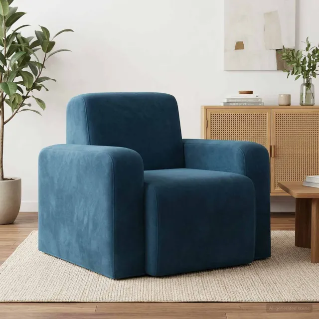 vidaXL Fauteuil Blauw fluweel