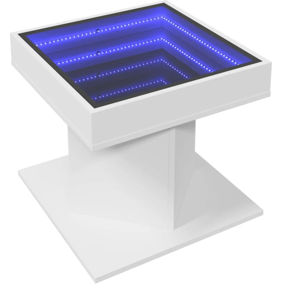 vidaXL Salontafel met LED 50x50x45 cm bewerkt hout wit, foto 4