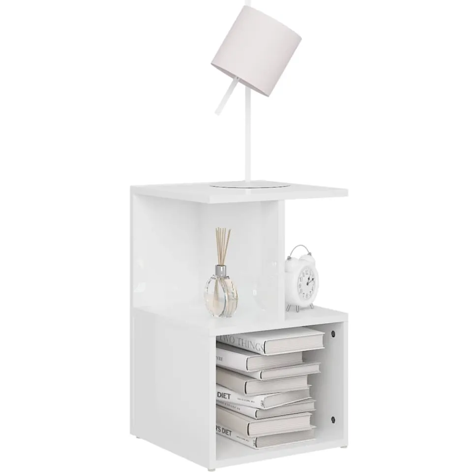 vidaXL Nachtkastjes 2 st 35x35x55 cm bewerkt hout hoogglans wit