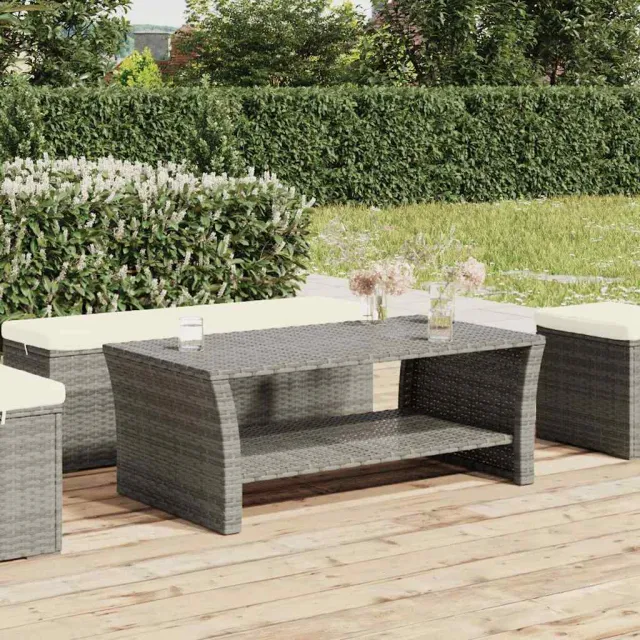 vidaXL Salontafel 100x50x40 cm poly rattan grijs, foto 2