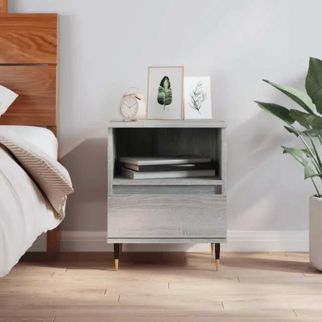 vidaXL Nachtkastje 40x35x50 cm bewerkt hout grijs sonoma eikenkleurig, foto 2