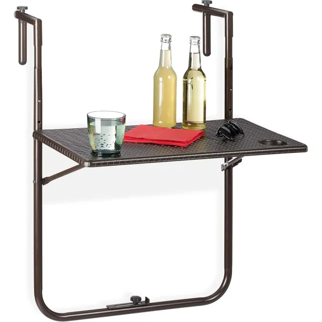 Lexium Store Lexium Balkontafel hangend - Balkontafel Inklapbaar – Hangtafel balkon – Hangend Balkonbar - Balkontafels Opklapbaar Hangtafel – Ophangbaar Voor aan het Balkon – Vouwtafel Wandtafel Inklapbare Tafel – Bijzettafel – Buiten Tafeltje Klaptafel bruin