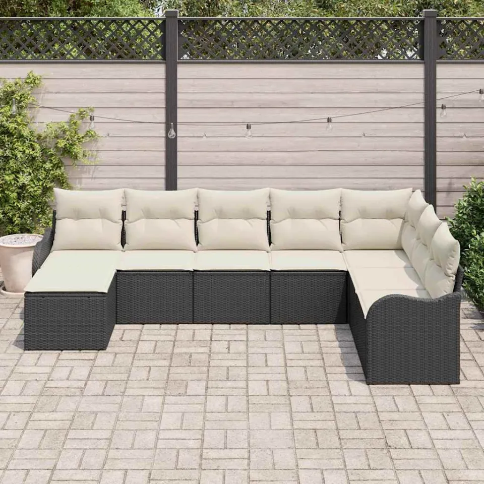 vidaXL Tuin Sofa Set 8 st Zwart poly rattan, foto 3