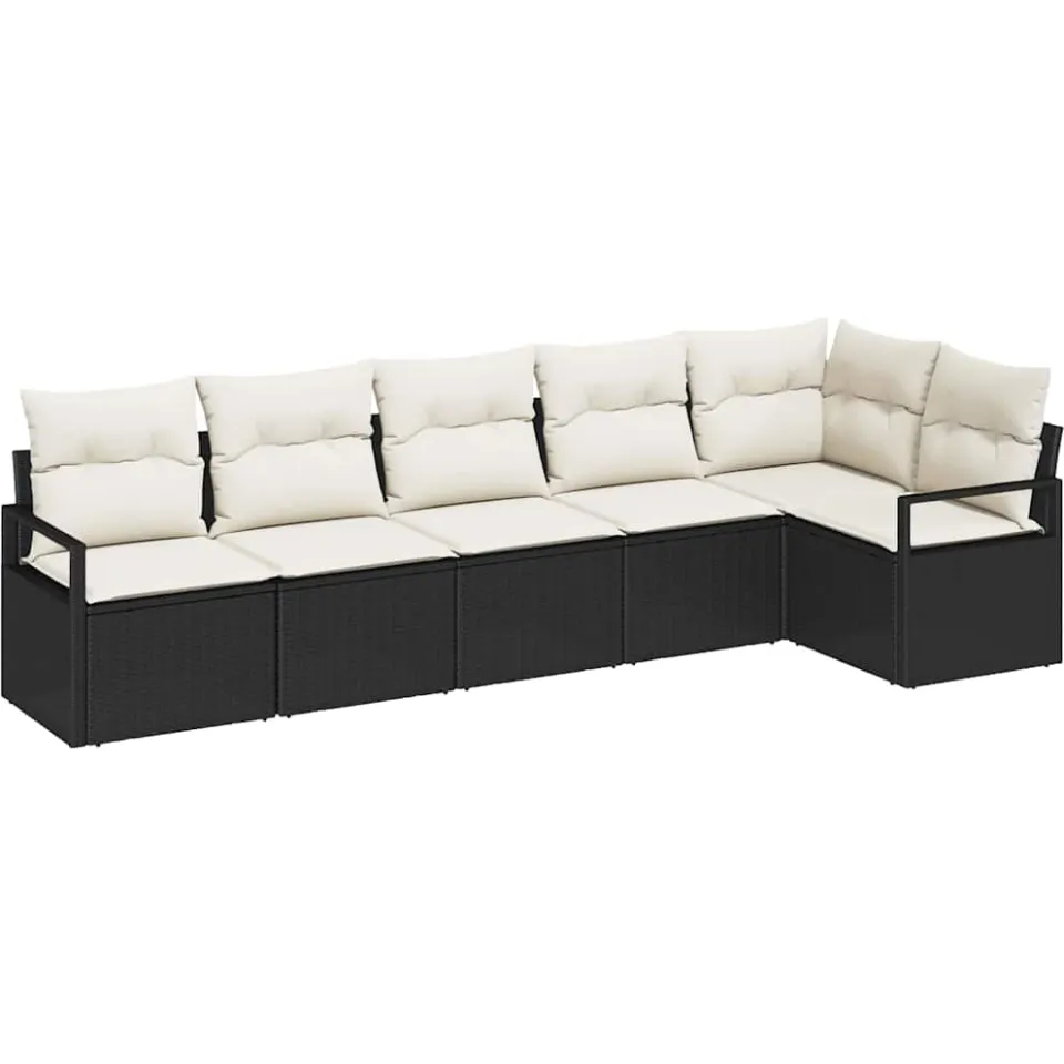vidaXL Bankstel 6 st Zwart poly rattan
