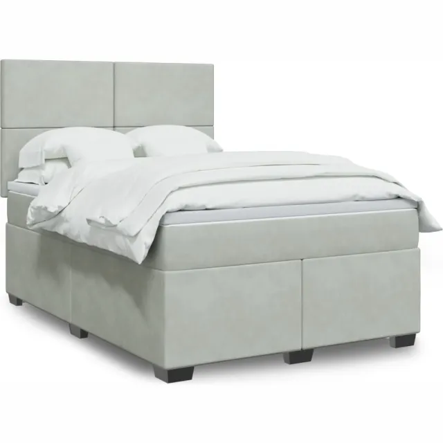 vidaXL Boxspring met matras fluweel lichtgrijs 140x200 cm