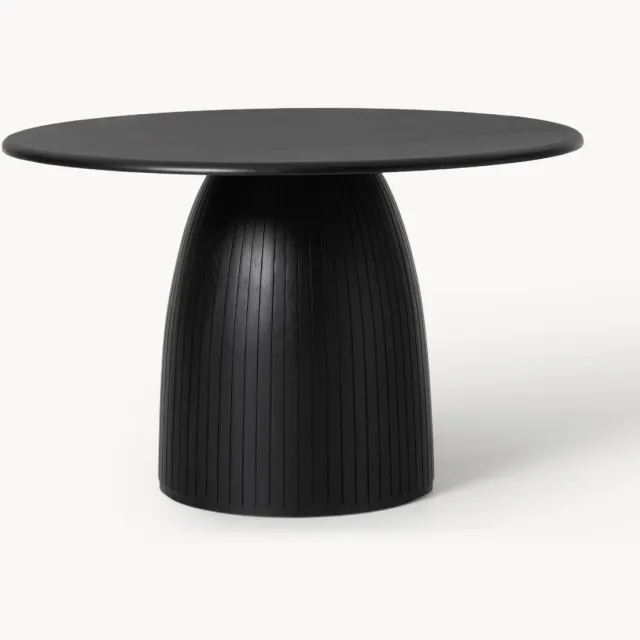 Westwing Collection Ronde eettafel Nelly met groefstructuur, in verschillende formaten Zwart