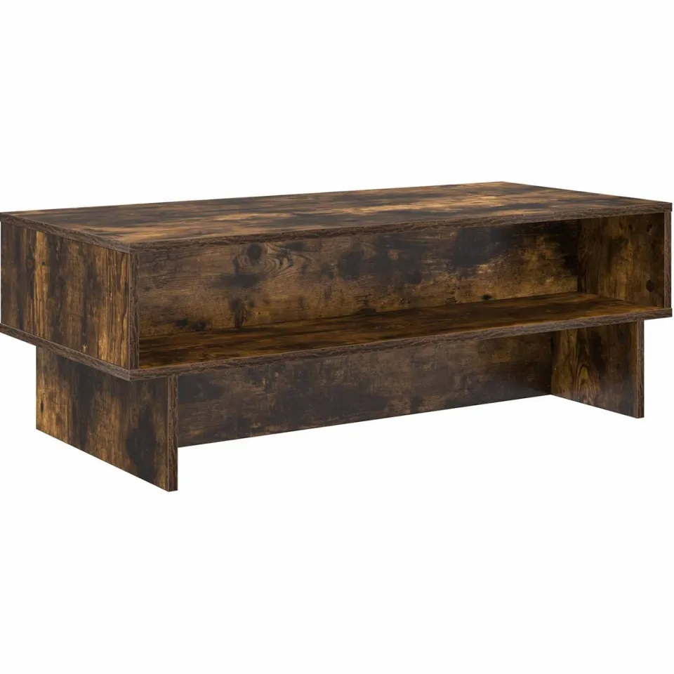 vidaXL Salontafel Gerookt eiken 100 x 46 x 35 cm Bewerkt hout, foto 3
