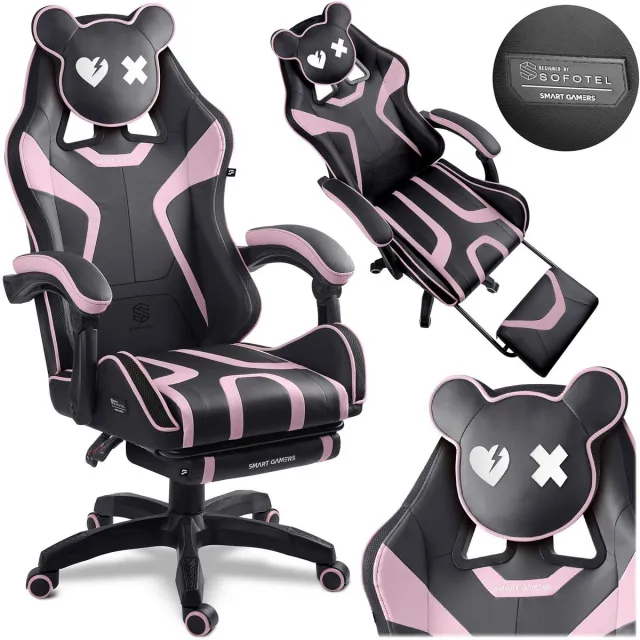 Sofotel Specter Serie - Gamingstoel - Draaibaar - Uitschuifbare Voetsteun - Kubevormige Rugleuning zwart