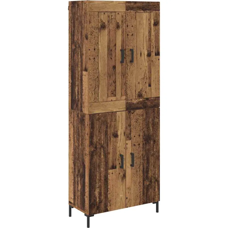 vidaXL Hoge kast 2 st Oud Hout 69,5 x 34 x 180 cm Bewerkt hout bruin, foto 3