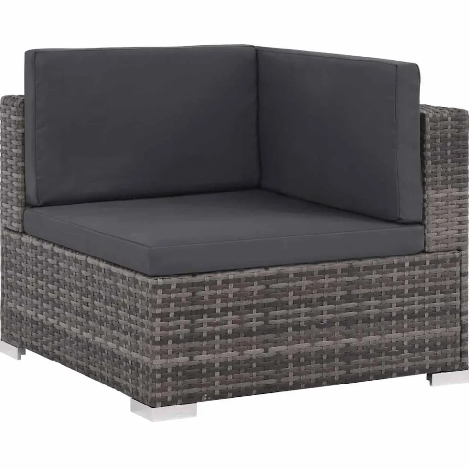 vidaXL 6-delige Loungeset met kussens poly rattan grijs, foto 4