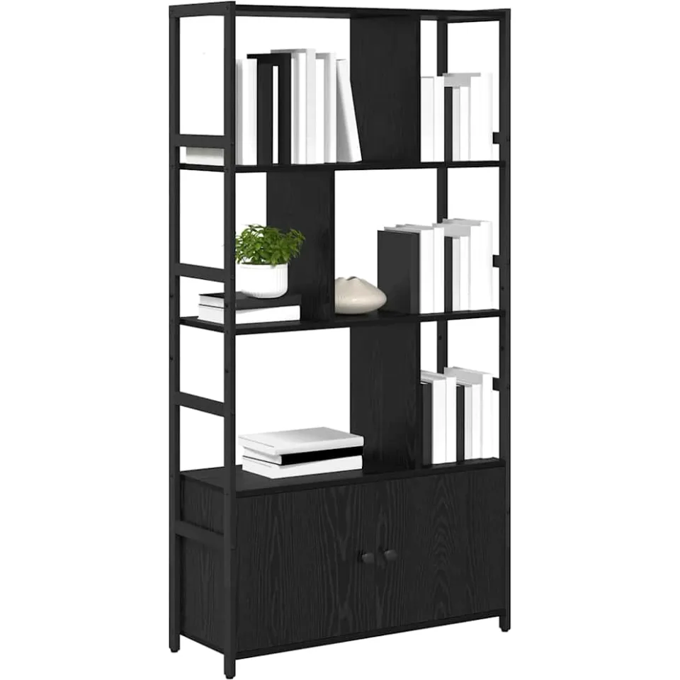 vidaXL Boekenkast 80 x 30 x 155,5 cm Bewerkt hout Zwart Eiken
