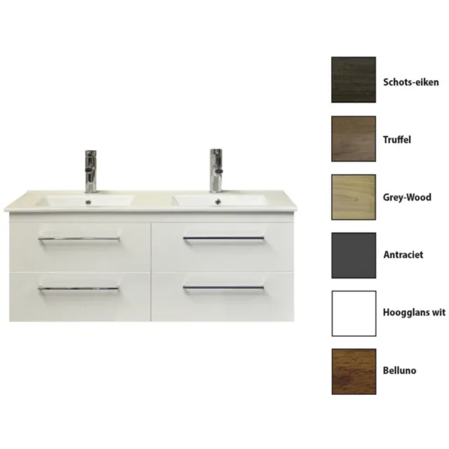 Sanicare Onderkast Sanicare Q14 4 Laden Chromen Greep Soft-Close 121x46 cm Belluno-Eiken Sanicare