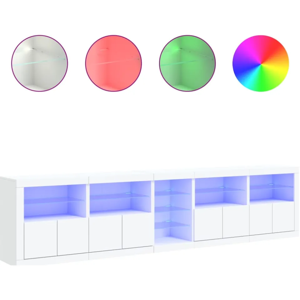 vidaXL Dressoir met LED-verlichting 283x37x67 cm wit, foto 4