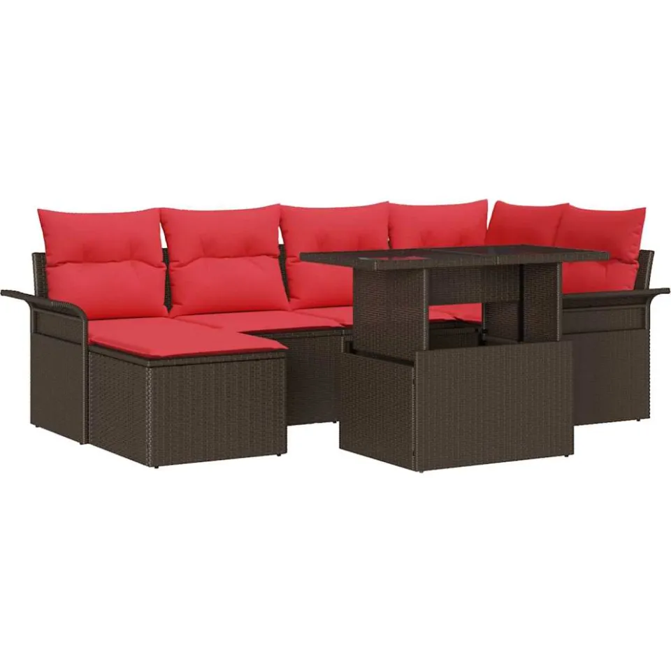vidaXL Tuin Sofa Set 7 st Bruin [Synthetisch]: Poly Rattan