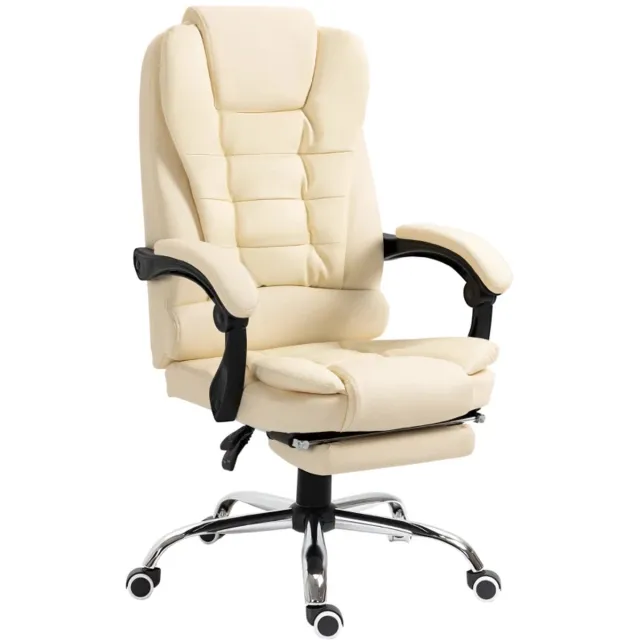 ZYLARO Ergonomische Bureaustoel met Voetensteun - In Hoogte Verstelbaar - 360° Draaibaar - Max. kanteling 145° - Kantoorstoel - Gamestoel - Volwassenen Stoel - Directiestoel - Computerstoel - Crème + Zwart + Zilver