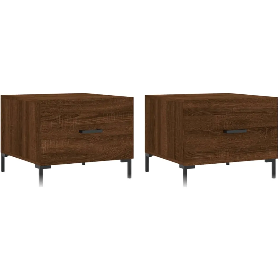 vidaXL Salontafels 2 st 50x50x40 cm bewerkt hout bruin eikenkleur, foto 4
