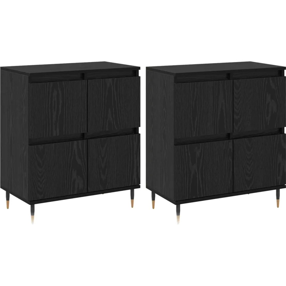 vidaXL Opbergkast 2 st Zwart Eiken 60 x 35 x 70 cm, foto 3
