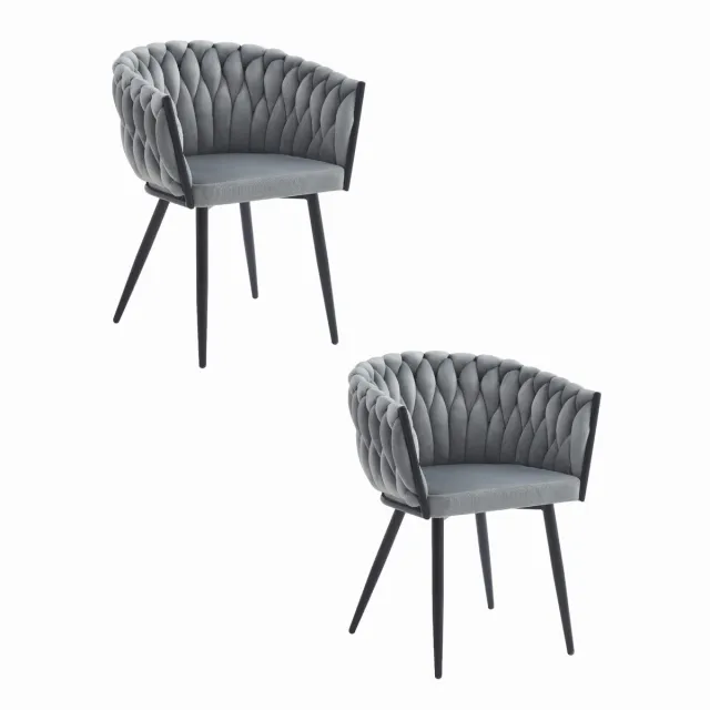 LEOBERT ORION stoel - lichtgrijs fluweel x 2