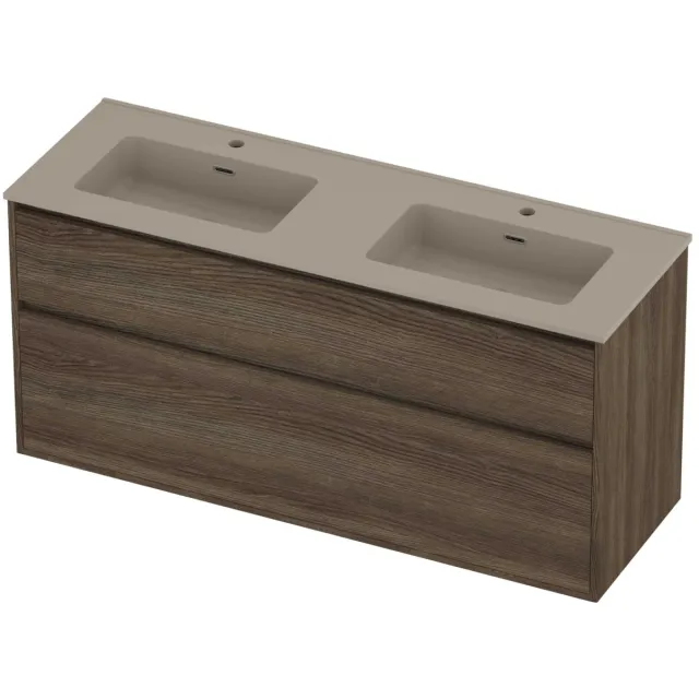 Proline Tribute Badmeubelset Porselein Elegant 2 Gaten 140x46x67 cm Mat Crème Cotton Vital Oak Eiken