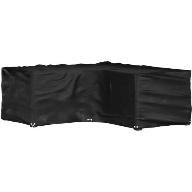 vidaXL Tuinmeubelhoezen met 16 oogjes L-vormig 215x215x70 cm zwart, foto 2