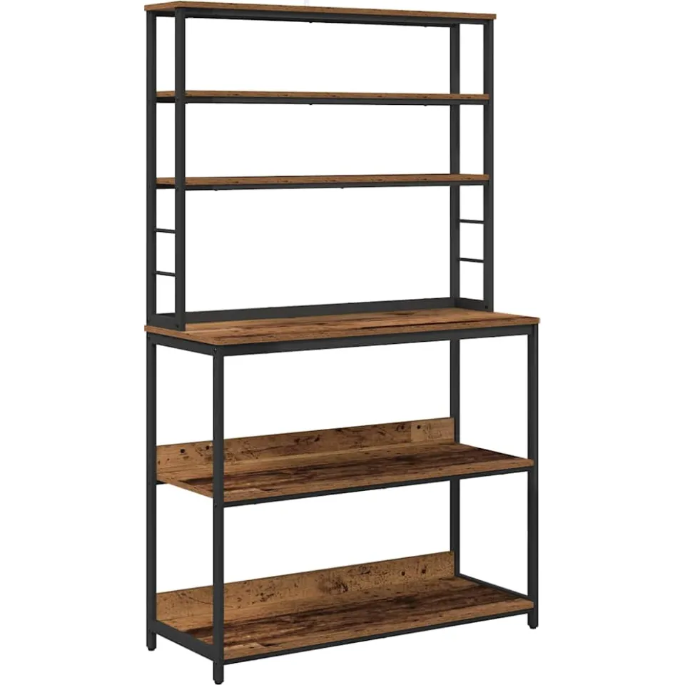 vidaXL Keukenplank 5-laags 100 x 40 x 168 cm Bewerkt hout Oud Hout Bruin