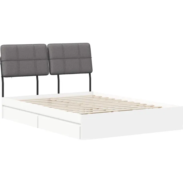 vidaXL Tweepersoonsbed met hoofdbord Wit en Lichtgrijs 140 x 200 cm