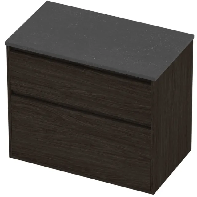 Proline Deck Badmeubelset Hardsteen Greeploos Asymmetrisch Kader 80x46x67 cm Blue Stone Mokka Oak Eiken