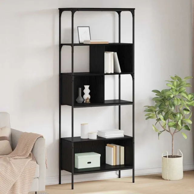 vidaXL Boekenkast 7-laags 76 x 33 x 188,5 cm Bewerkt hout Zwart Eiken, foto 2