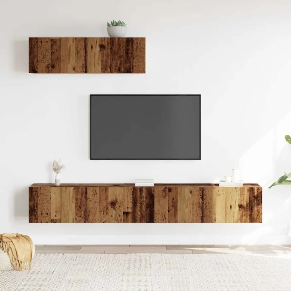 vidaXL 3-delig Tv-meubelset wandmontage bewerkt hout oud houtkleurig bruin, foto 2