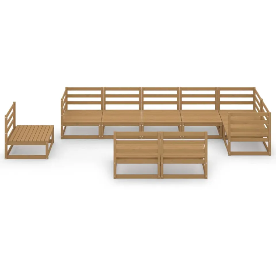 vidaXL 9-delige Loungeset massief grenenhout honingbruin