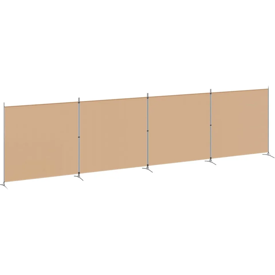 vidaXL 4-panelen roomdivider Beige 698 x 180 cm Stof