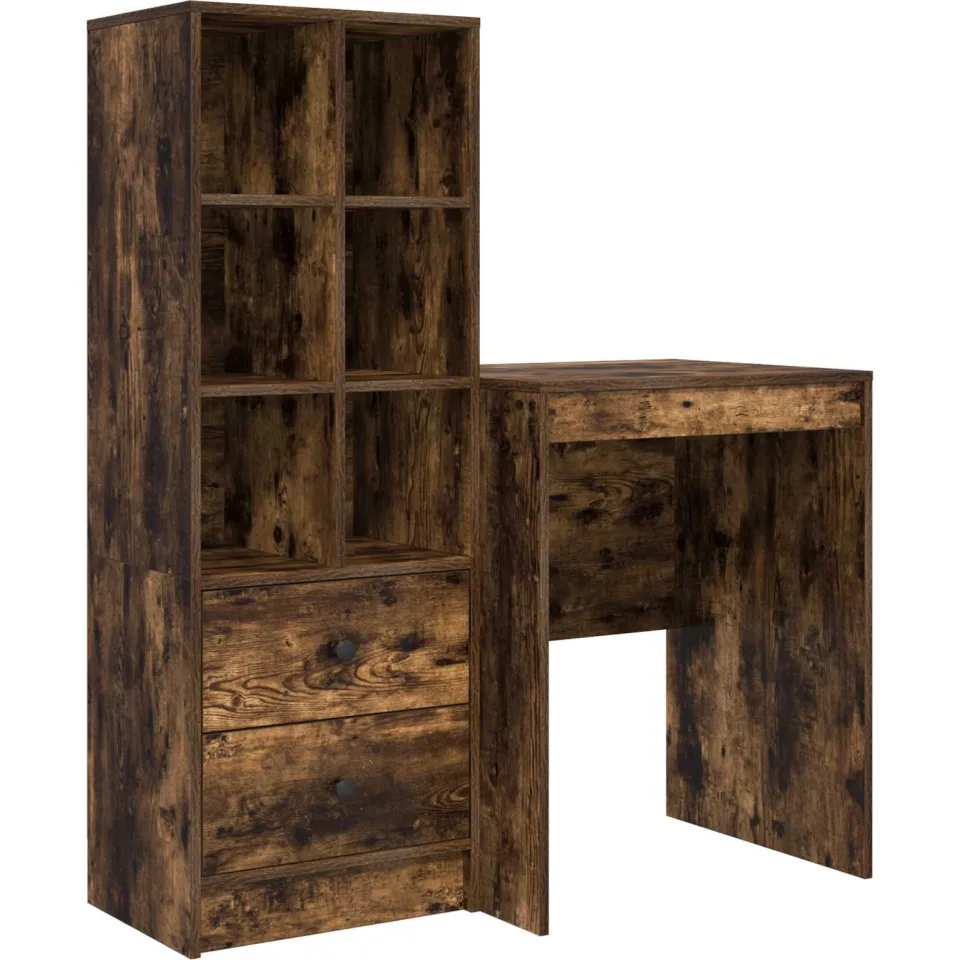 vidaXL Bureau Gerookt eiken 105,5 x 50 x 127 cm 2 st, foto 3